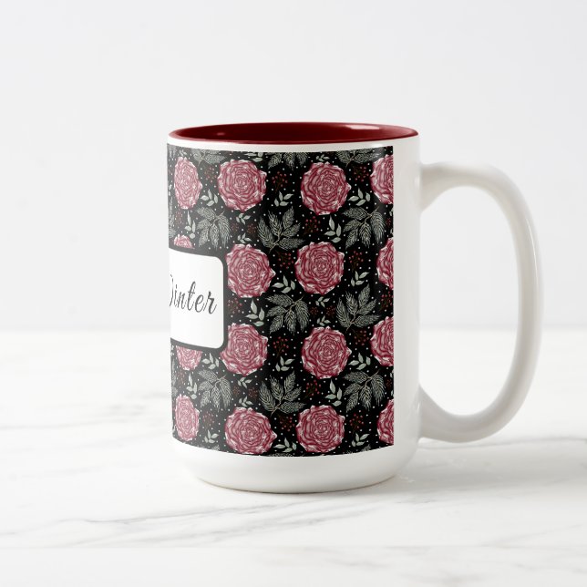 Winter Cozy Roses Floral Coffee Mug Två-Tonad Mugg (Höger)