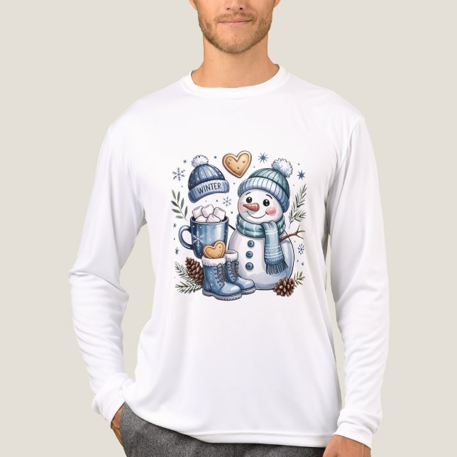 Winter Cozy Snowman  T Shirt (Framsida)