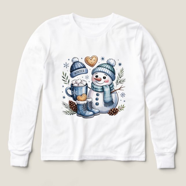 Winter Cozy Snowman  T Shirt (Design framsida)