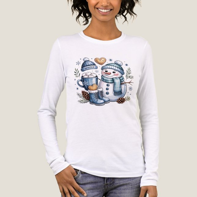 Winter Cozy Snowman  T Shirt (Framsida)
