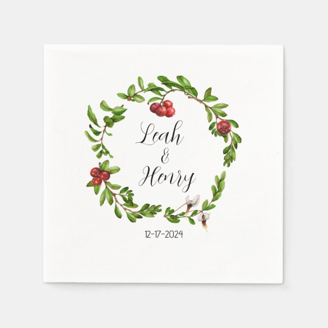 Winter Cranberry Cocktail Napkins Pappersservett (Framsidan)