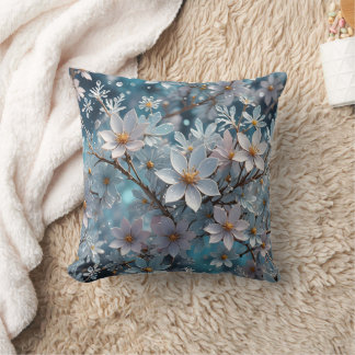 Winter Crystal Frost Sakura Blommar Dekorativ kudd Kudde