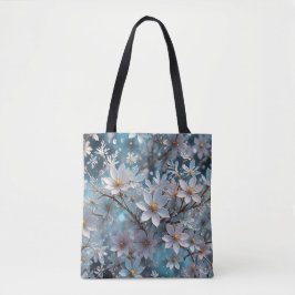 Winter Crystal Frost Sakura Blommar Tote Tygkasse