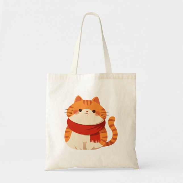 Winter Cute Cat Tote Bag Tygkasse (Framsidan)