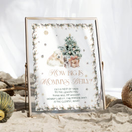 Winter Cute Polar Bear Hur stor är Mamma Belly Poster