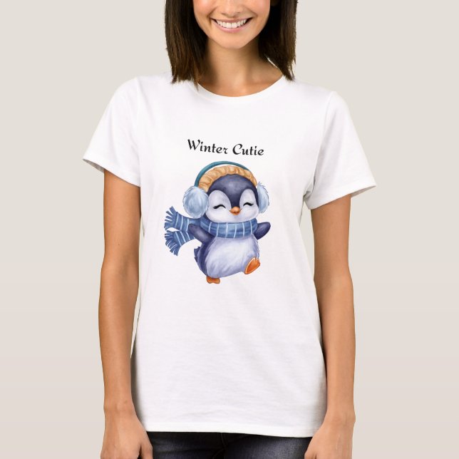 Winter Cutie | Cute Penguin Winter T-Shirt (Framsida)