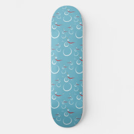 Winter Cyan Cute Snögubbe-familjen Mönster Mini Skateboard Bräda 18,5 Cm