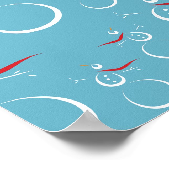 Winter Cyan Cute Snögubbe-familjen Mönster Poster (Hörn)