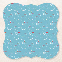 Winter Cyan Cute Snögubbe-familjen Mönster Underlägg Papper