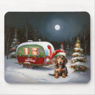 Winter Dachshund Caravan jul Äventyr Musmatta