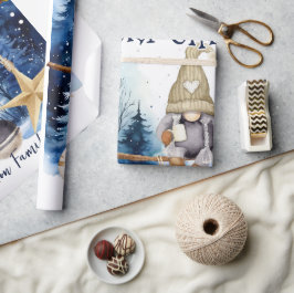 Winter Dam Gnome Blue Forest God jul Presentpapper
