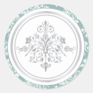 Winter Damask Sticker Runt Klistermärke