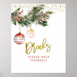 Winter Deck the Halls Möhippa Drinks Sign Poster