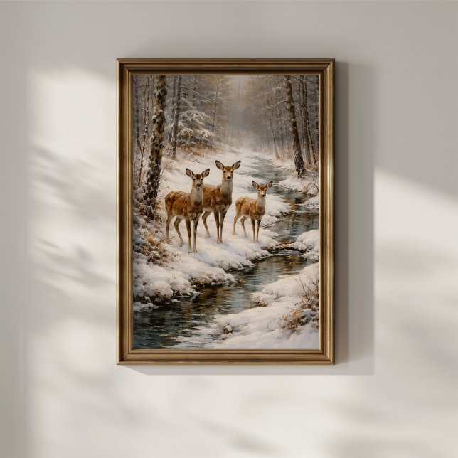 Winter Deer by Forest Stream Poster (Skapare uppladdad)