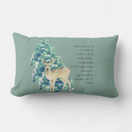Winter Deer in the Snow – Wildlife Art Home Decor Lumbarkudde
