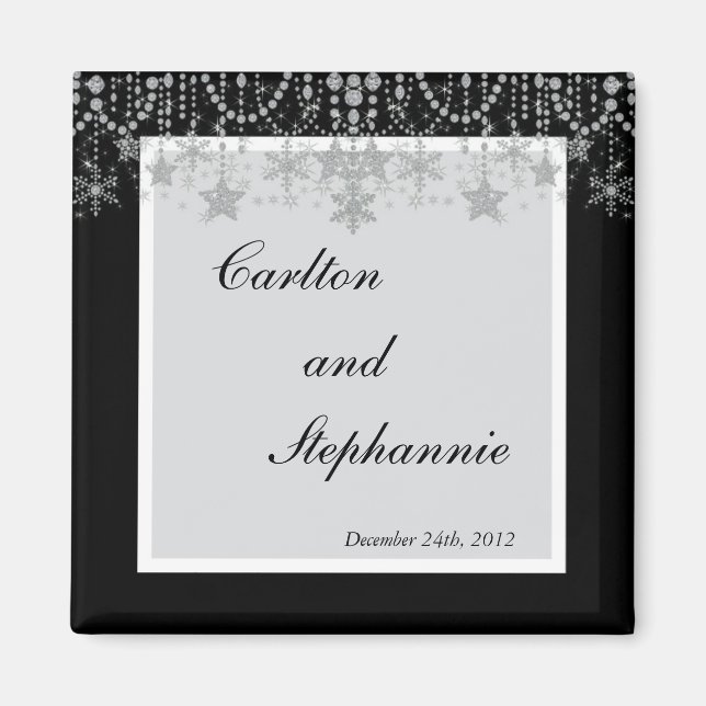 Winter Diamond Bröllop Magnet Favor (Framsidan)