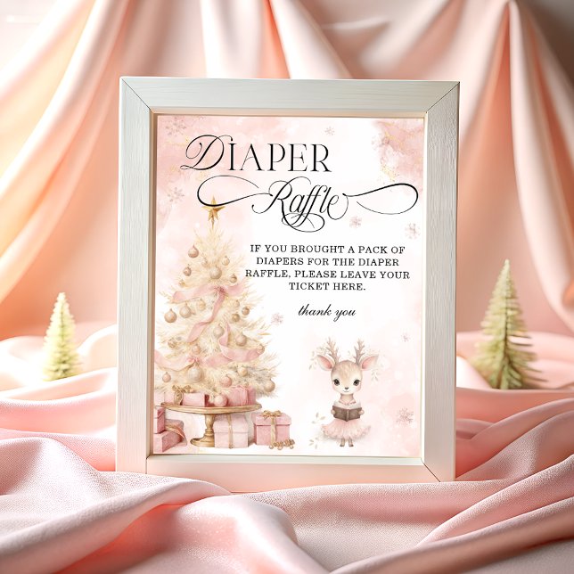 Winter Diaper Raffle baby Hjort  Rosa Guld Poster (Skapare uppladdad)