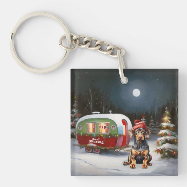 Winter Doberman Husvagn Juläventyr  (Framsidan)