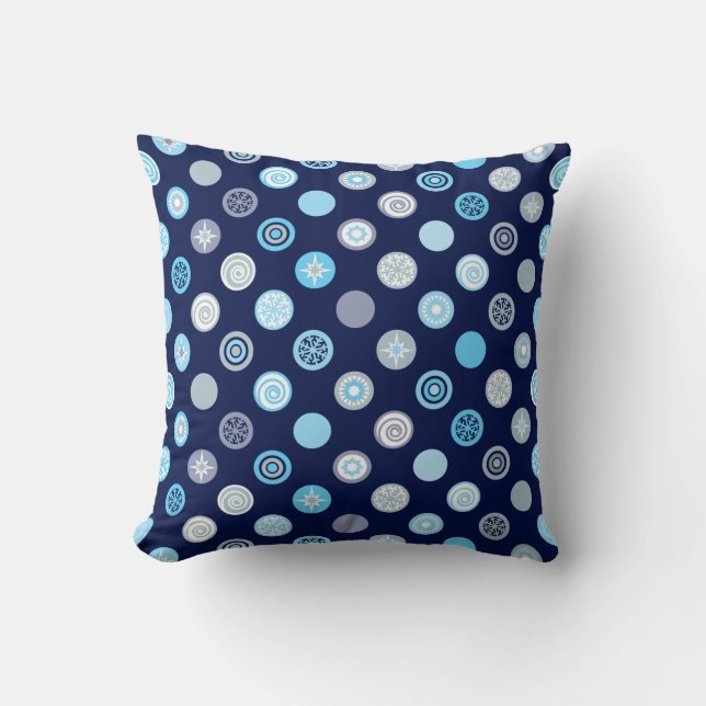 Winter Dots Blue Mönster Pillow Kudde (Framsida)