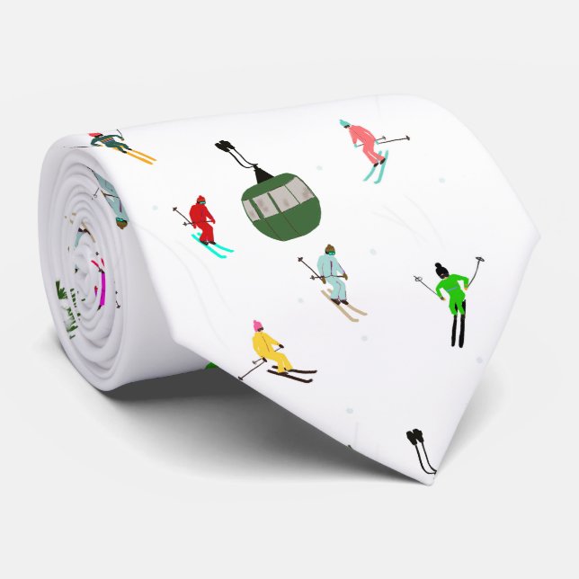 Winter Downhill Skiers Skiing Mönster Slips (Rullad)