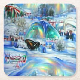 Winter Dreamscape Underlägg Papper Kvadrat