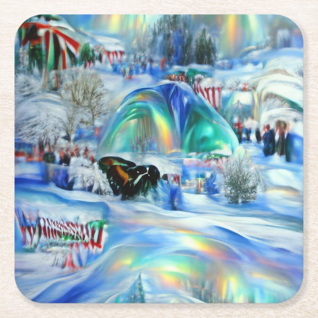 Winter Dreamscape Underlägg Papper Kvadrat (Framsidan)