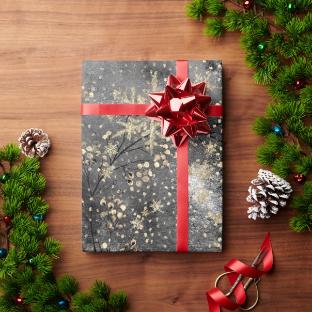 Winter Dusk Guld Berries & Snöflingor Presentpapper (Julgåva)