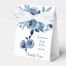 Winter Dusty Blue Peony Wedor Favor Box