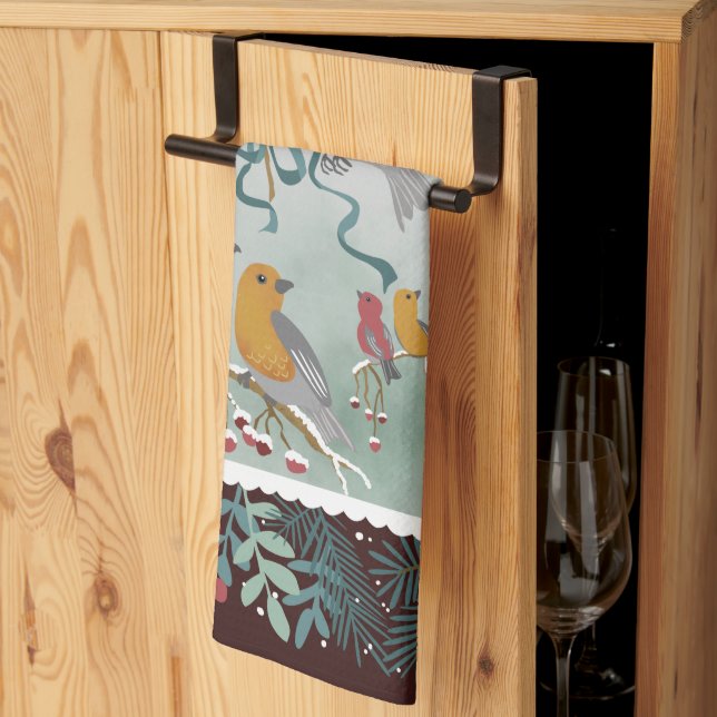 Winter Earth Sång Crimson Red Kitchen Towels Kökshandduk (Thirds Fold)