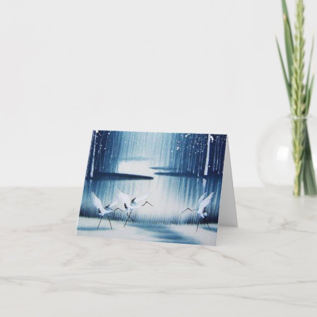 Winter Egrets Tackkort Card (Framsida)