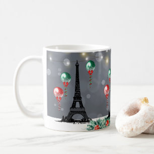 Winter Eiffel Torn, Natt, julballonger Kaffemugg