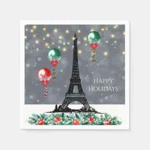 Winter Eiffel Torn, Natt, julballonger Pappersservett
