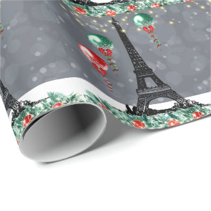 Winter Eiffel Torn, Natt, julballonger Presentpapper