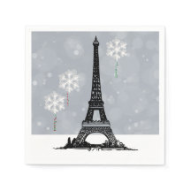Winter Eiffel Torn, Snowflake Balloons jul