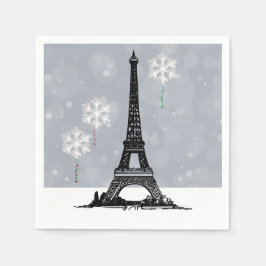 Winter Eiffel Torn, Snowflake Balloons jul Pappersservett
