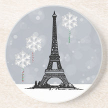 Winter Eiffel Torn, Snowflake Balloons jul