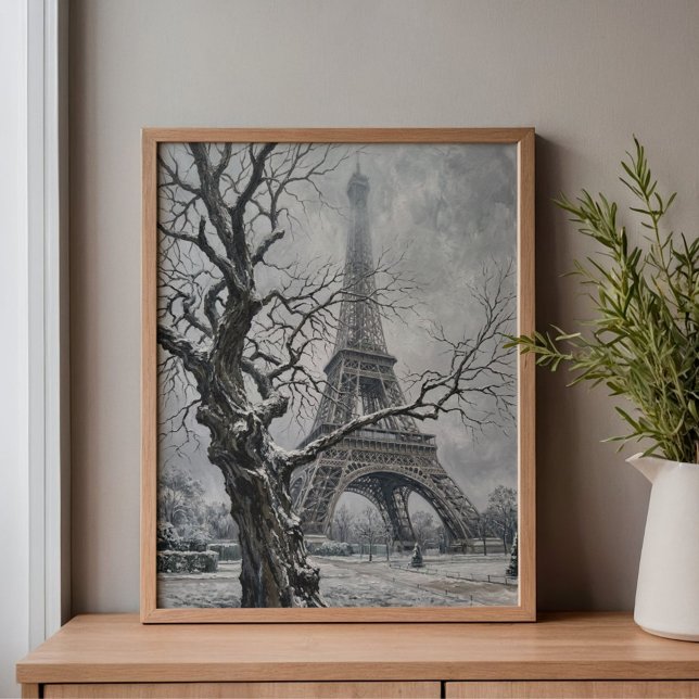 Winter Eiffel Tower Tree Branches Art Canvastryck (Skapare uppladdad)