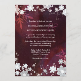 Winter Elegance Snö Flowers Bröllop Inbjudningar