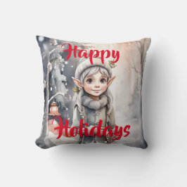 Winter Elf Wonderland Foldat Helgdag Card Kudde