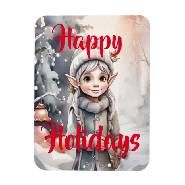 Winter Elf Wonderland Foldat Helgdag Card Magnet (Vertikal)