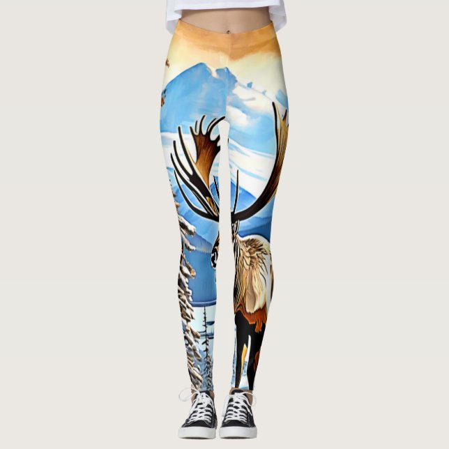Winter Elk Majesty Design Leggings (Framsida)