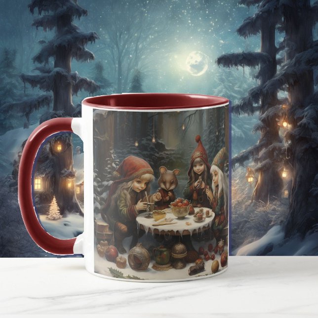 Winter Elves Tea med Mouse Friend Add Namn Gift Mugg (Skapare uppladdad)