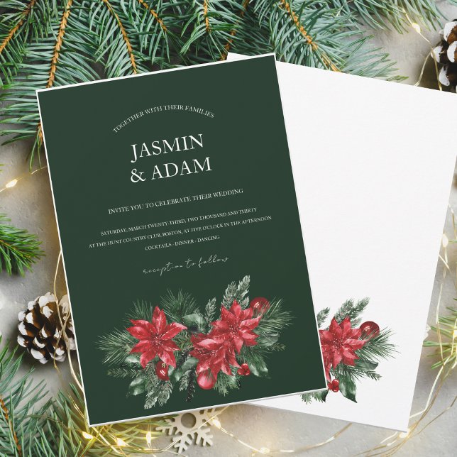 Winter Emerald Grönt Den kommande jul Bröllop Inbjudningar (Skapare uppladdad)