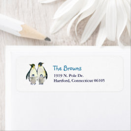 Winter Emperor Penguins Adress Returadress Etikett