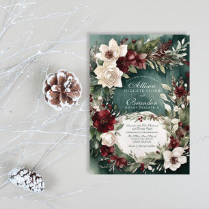 Winter Enchanting Watercolor Blommigt Bröllop Inbjudningar