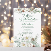 Winter evergreen baby sitt kall utanför babydusche