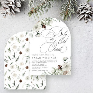 Winter Evergreen Baby sitt Kall utanför babydusche Inbjudningar