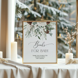 Winter evergreen babydusch Bokar för baby Poster