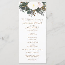 Winter Evergreen Bröllop Ceremony-programmet Program