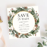 Winter Evergreen Bröllop spara datum Inbjudningar<br><div class="desc">Elegant Vintertemed Spara datuminbjudan innehåller en guld ram omgiven av vattenfärgen evergreen,  gräs och vinterblommigtar. Anpassa med din information eller klicka på "Klicka för att anpassa ytterligare" för att redigera teckensnittet stilar,  storlekt och färg. Matchande objekt finns i Adore Papper Co Zazzle-butiken.</div>